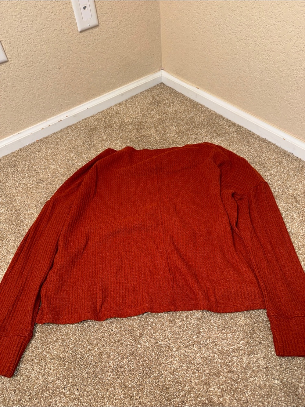 LOFT Women's Rust Red Knit Sweater waffle knit Classic Long Sleeve SZ XL - Picture 7 of 8